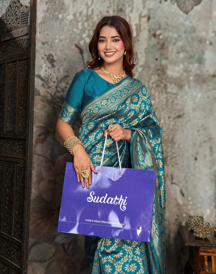 Blue Silk Woven Banarasi Saree