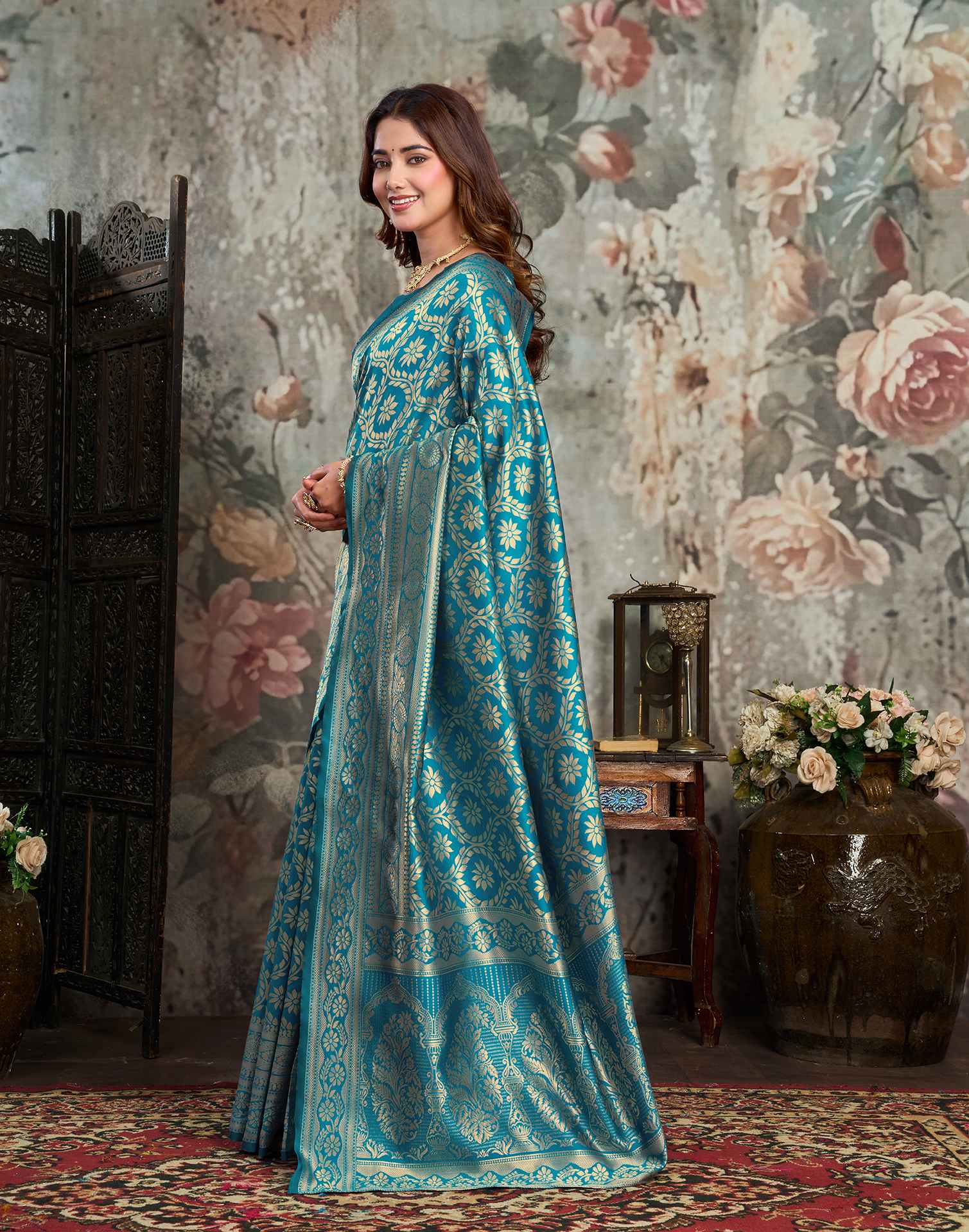 Blue Silk Woven Banarasi Saree