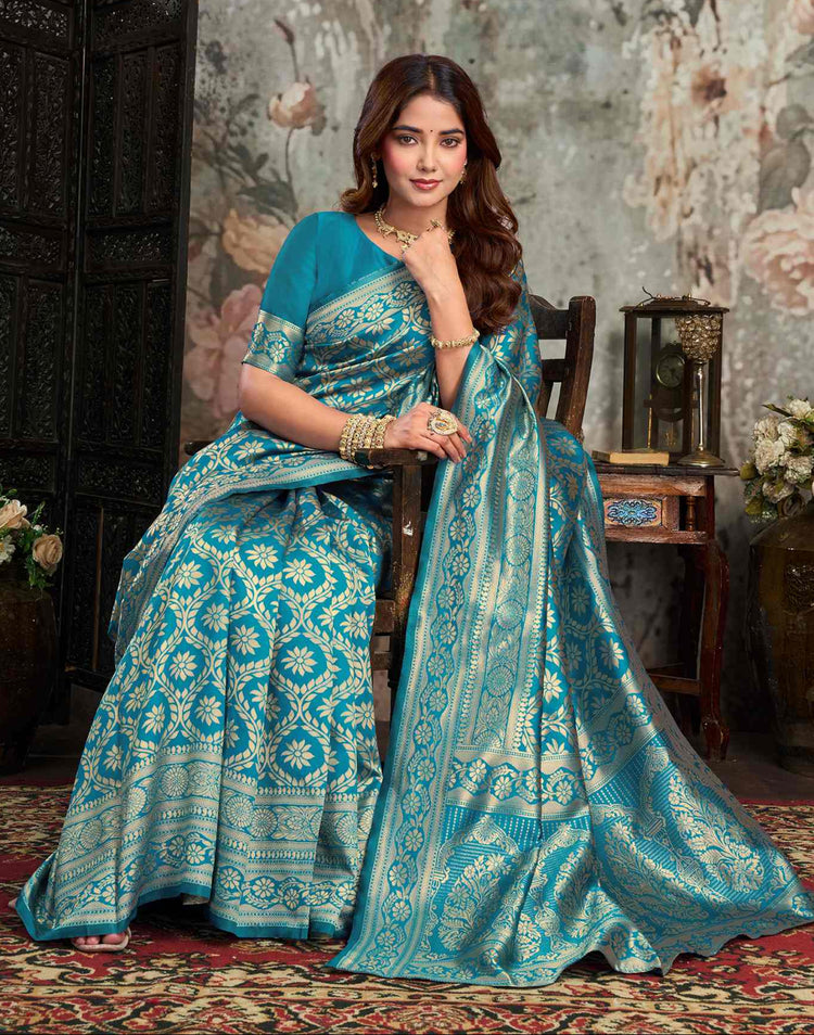 Blue Silk Woven Banarasi Saree