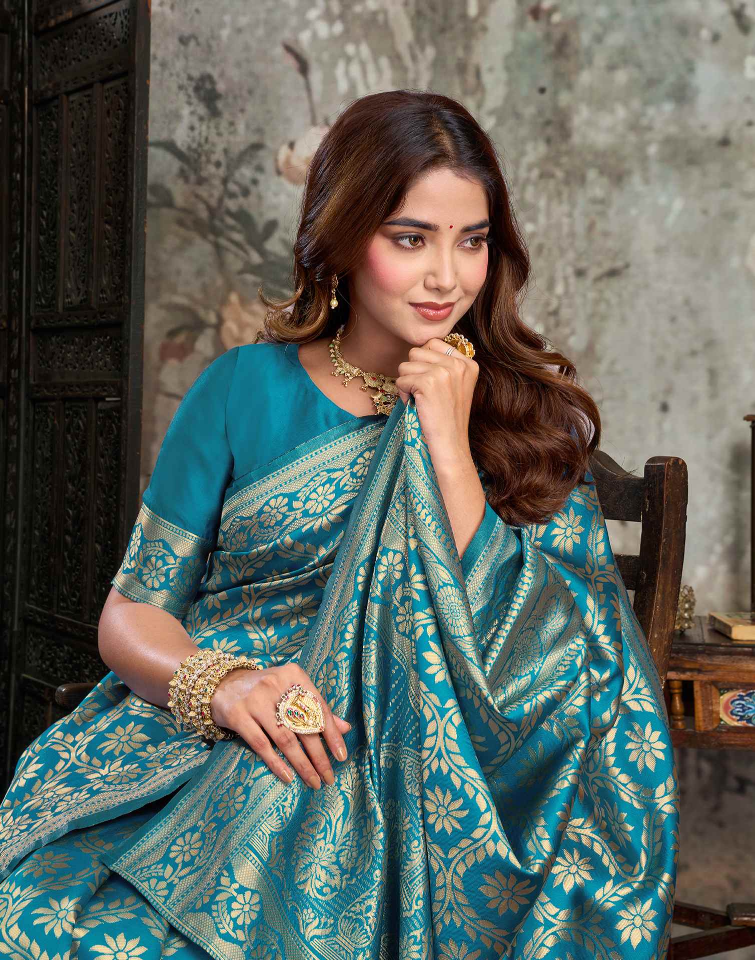 Blue Silk Woven Banarasi Saree
