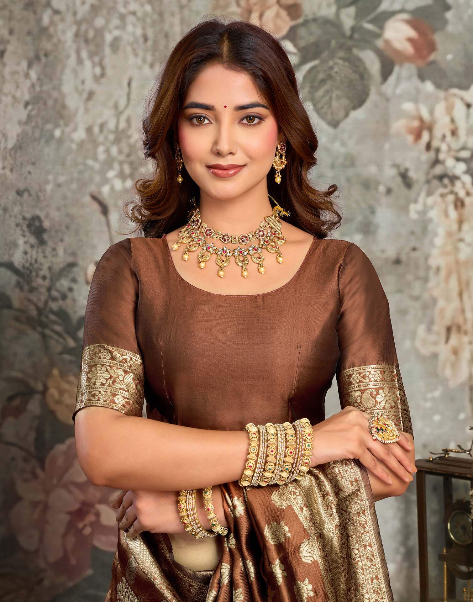 Brow Silk Woven Banarasi Saree