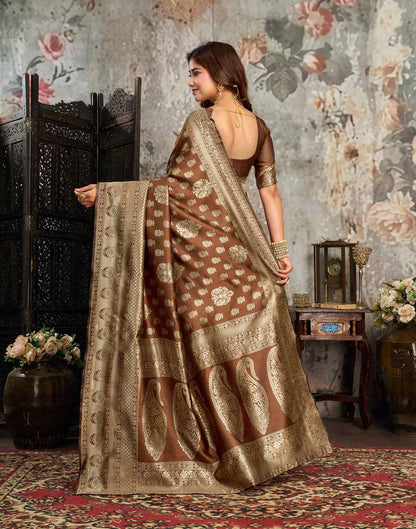 Brow Silk Woven Banarasi Saree