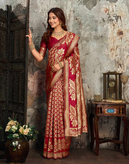 Red Silk Woven Banarasi Saree