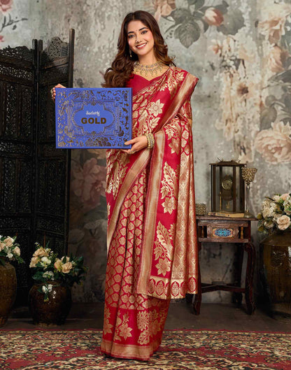 Red Silk Woven Banarasi Saree