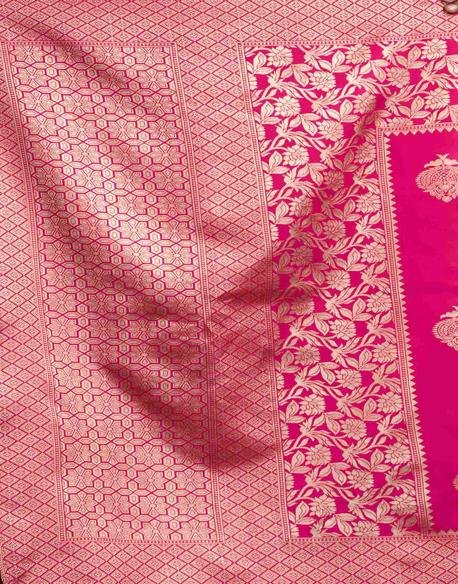Pink Silk Woven Banarasi Saree