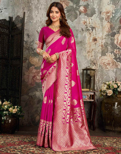 Pink Silk Woven Banarasi Saree