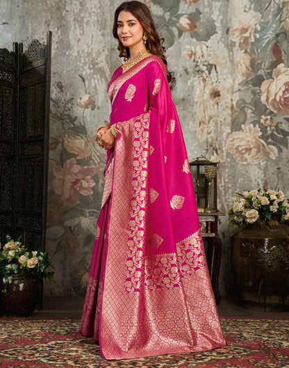 Pink Silk Woven Banarasi Saree