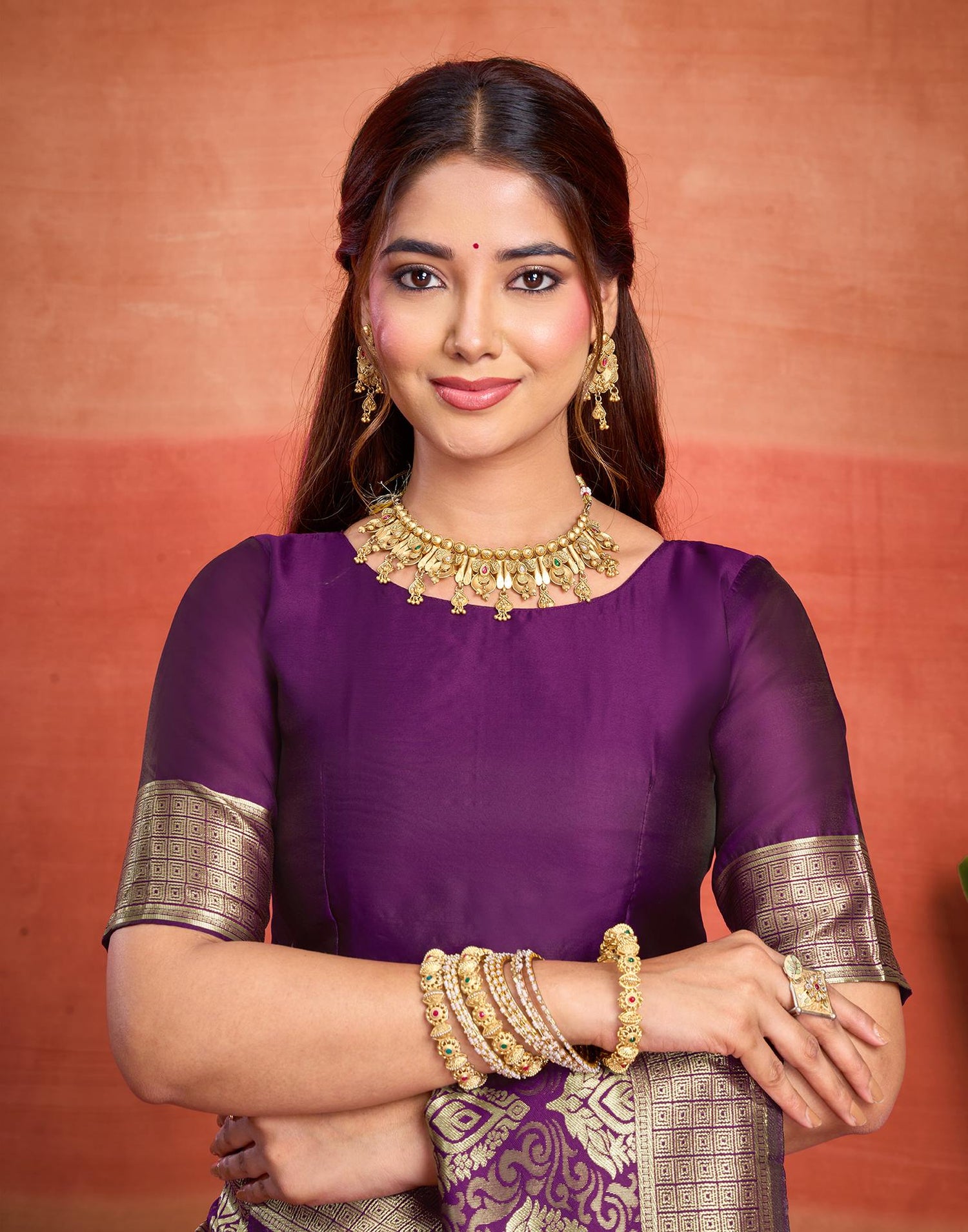 Purple Silk Woven Banarasi Saree