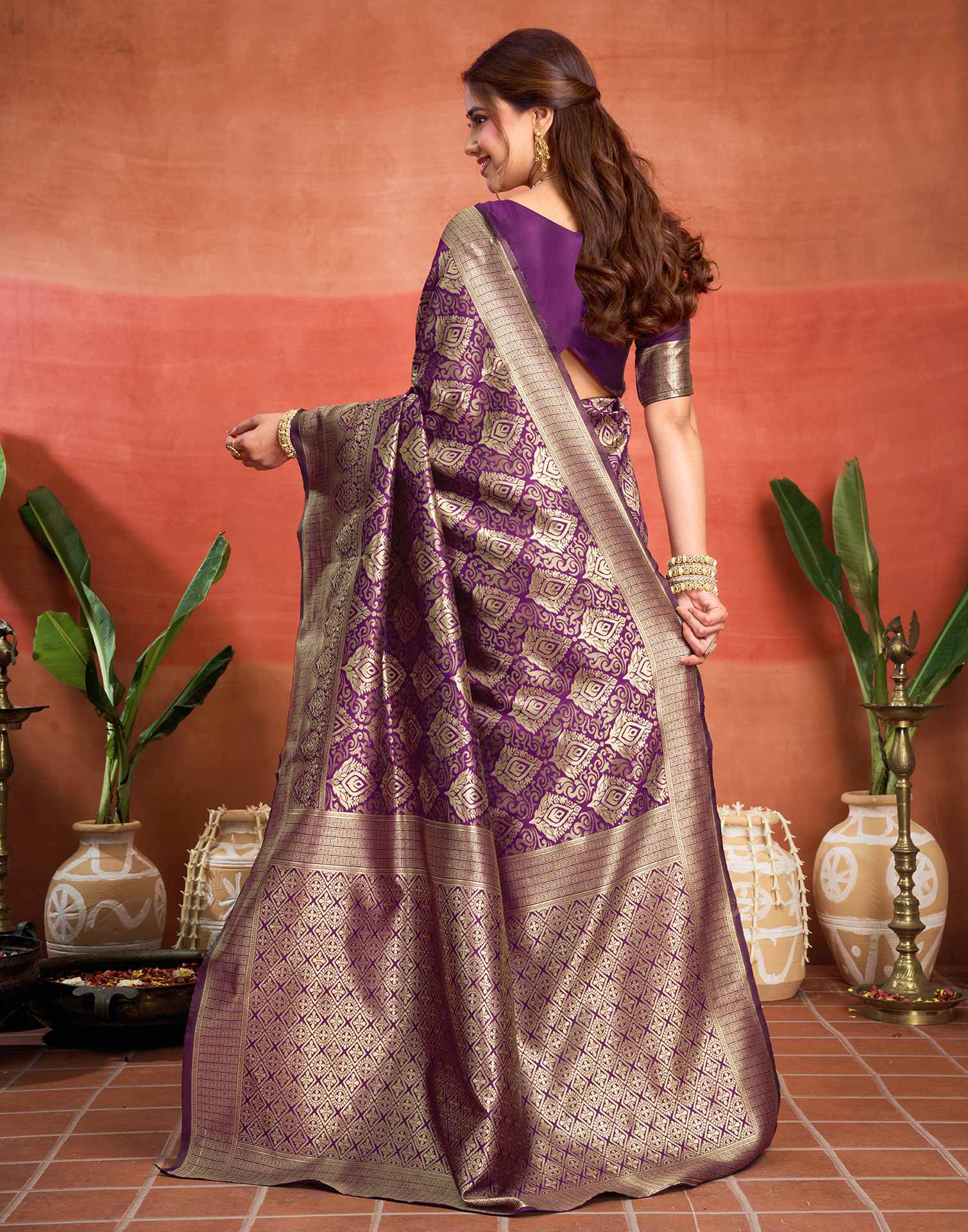 Purple Silk Woven Banarasi Saree