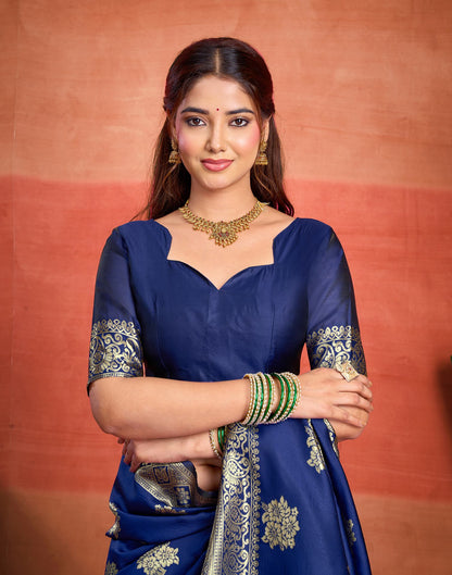 Blue Silk Woven Banarasi Saree