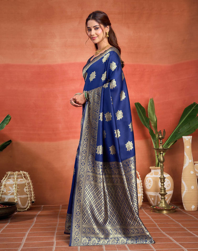 Blue Silk Woven Banarasi Saree