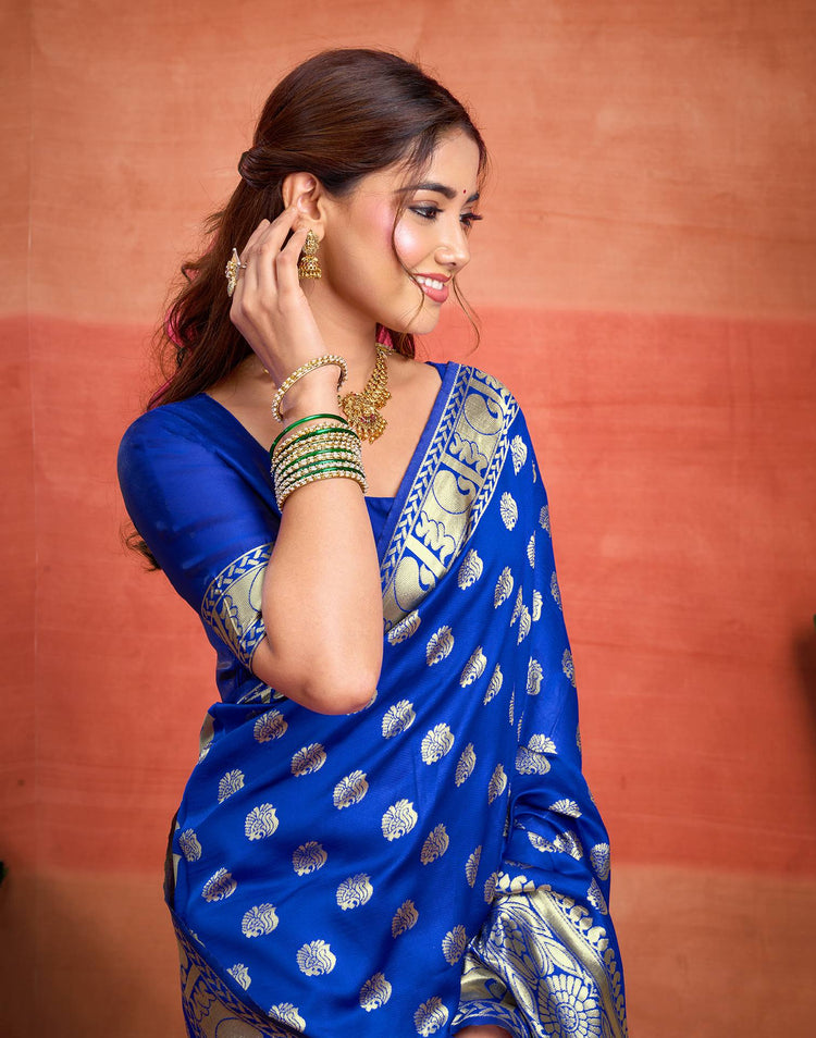 Blue Silk Woven Banarasi Saree