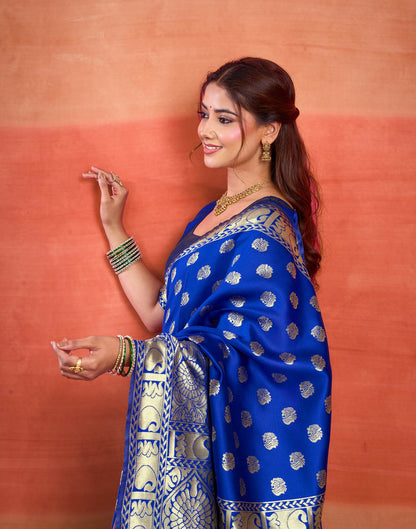 Blue Silk Woven Banarasi Saree