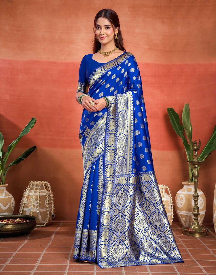 Blue Silk Woven Banarasi Saree