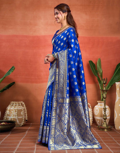 Blue Silk Woven Banarasi Saree
