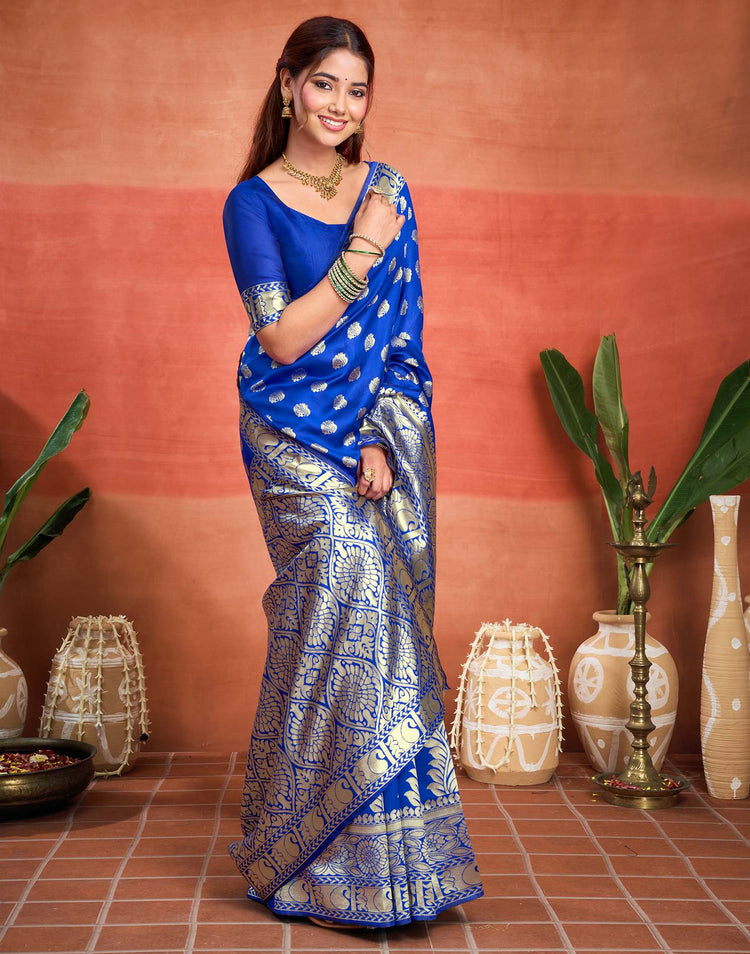 Blue Silk Woven Banarasi Saree