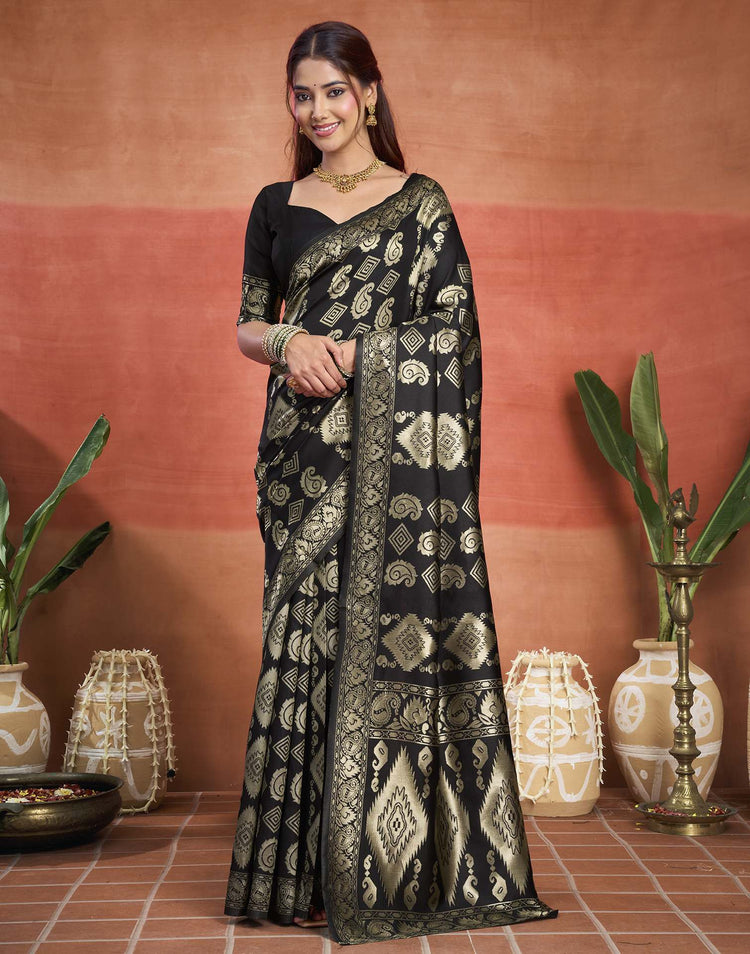 Black Silk Woven Banarasi Saree