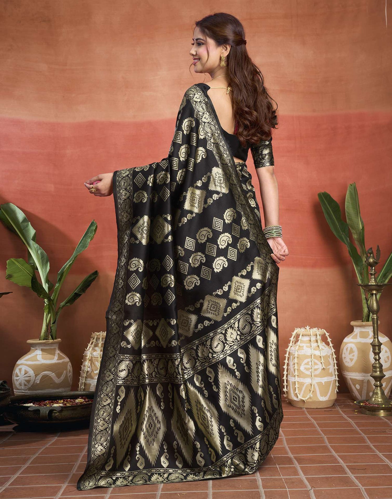 Black Silk Woven Banarasi Saree
