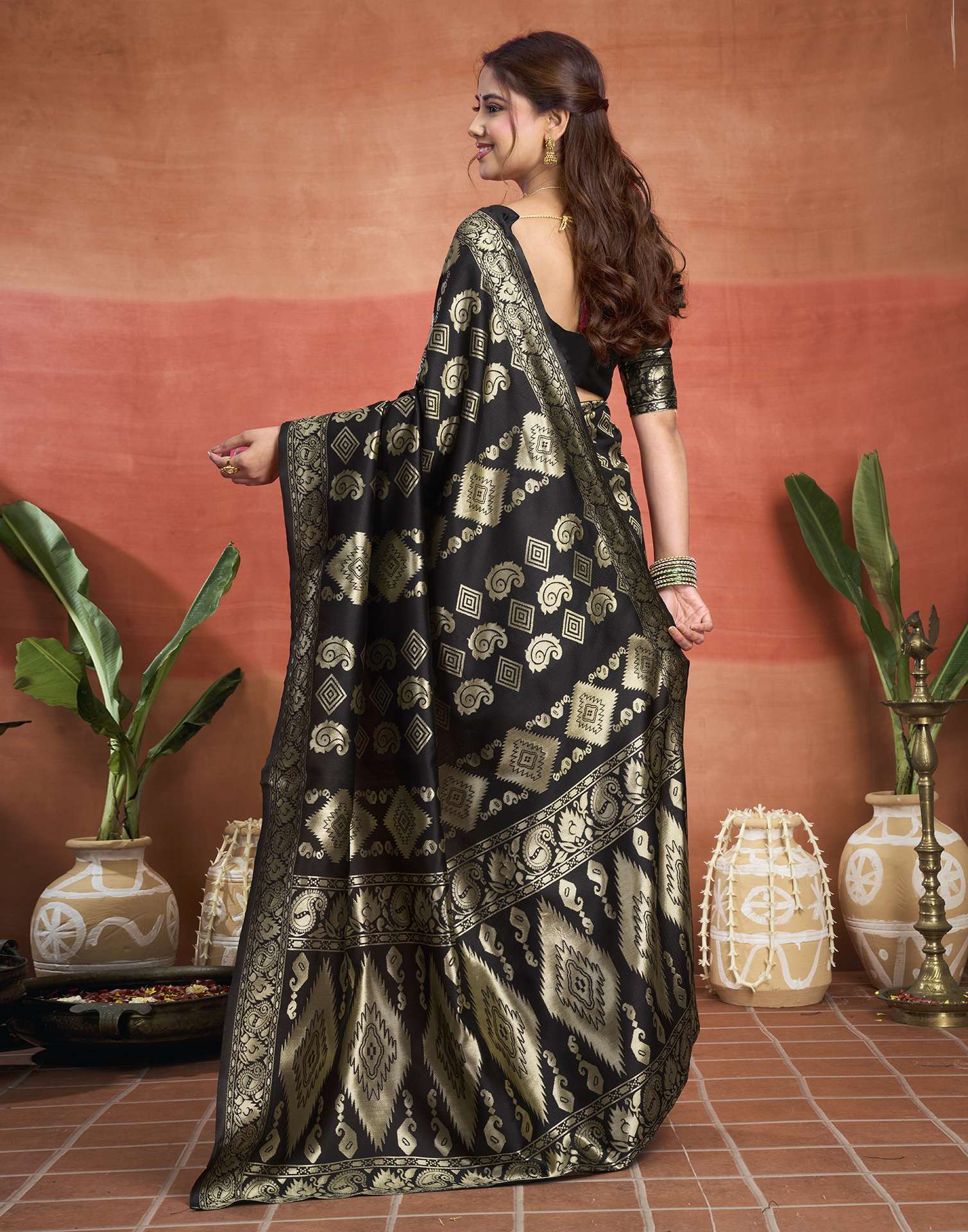 Black Silk Woven Banarasi Saree