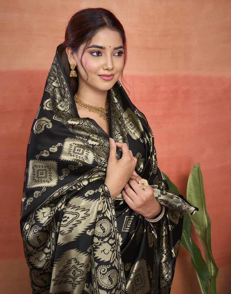 Black Silk Woven Banarasi Saree