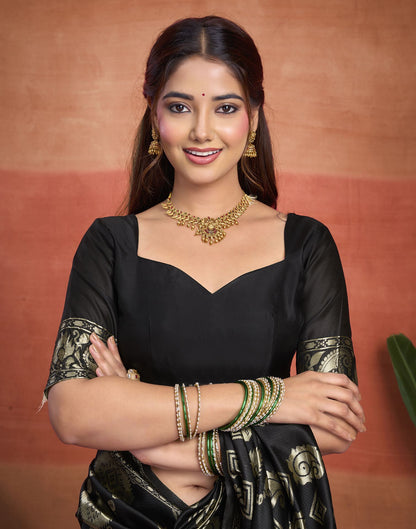 Black Silk Woven Banarasi Saree