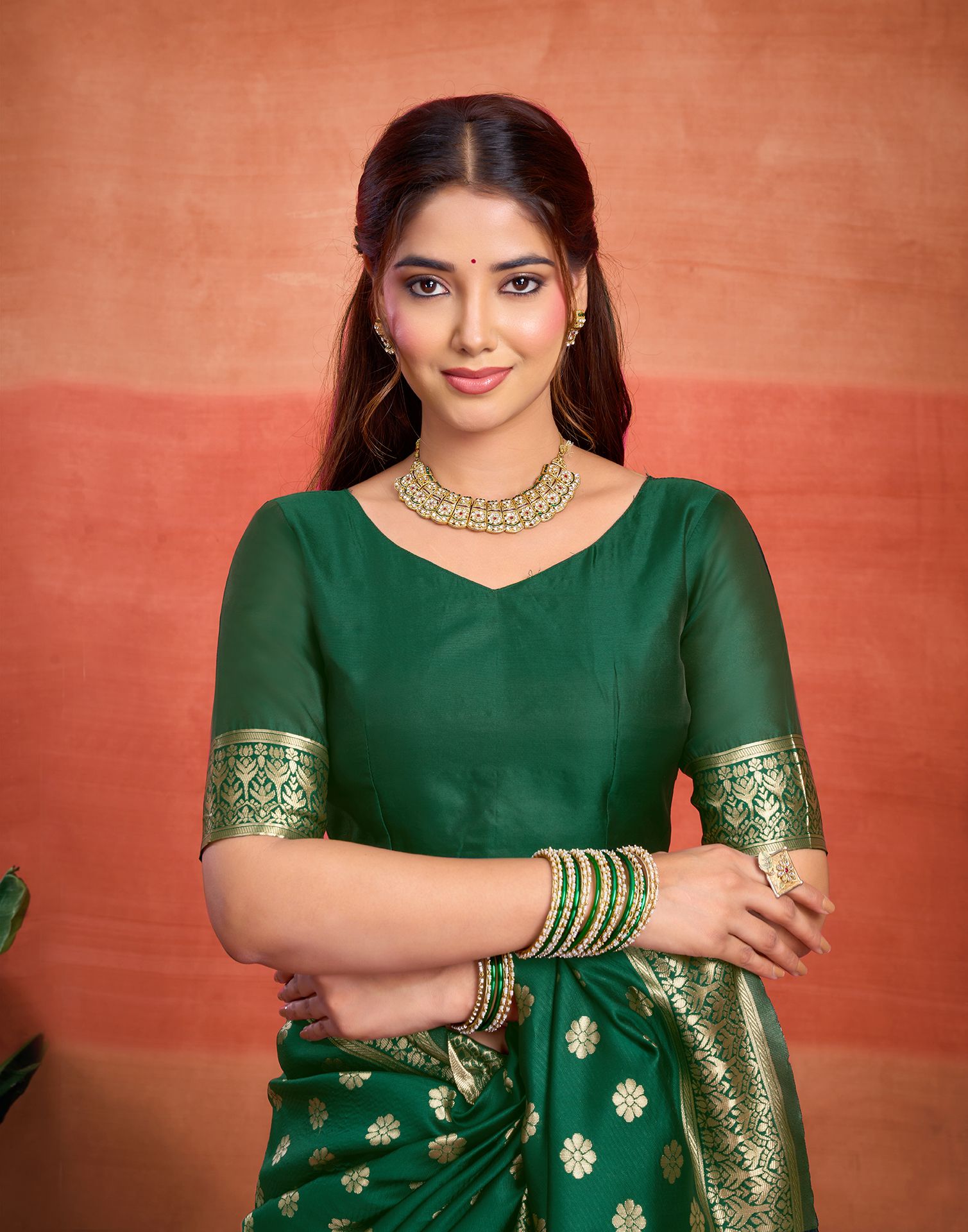Green Silk Woven Banarasi Saree