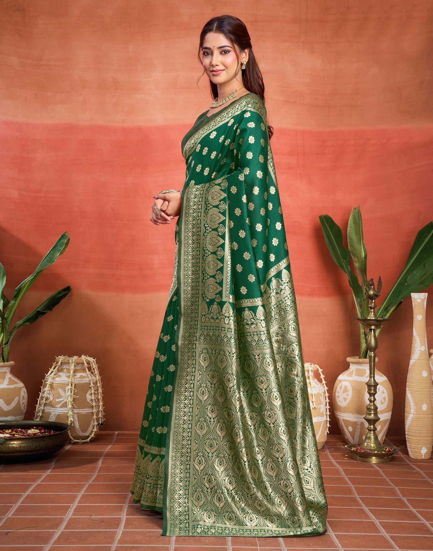 Green Silk Woven Banarasi Saree