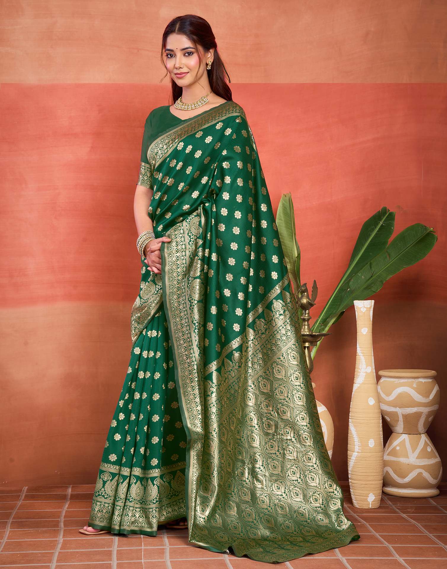 Green Silk Woven Banarasi Saree