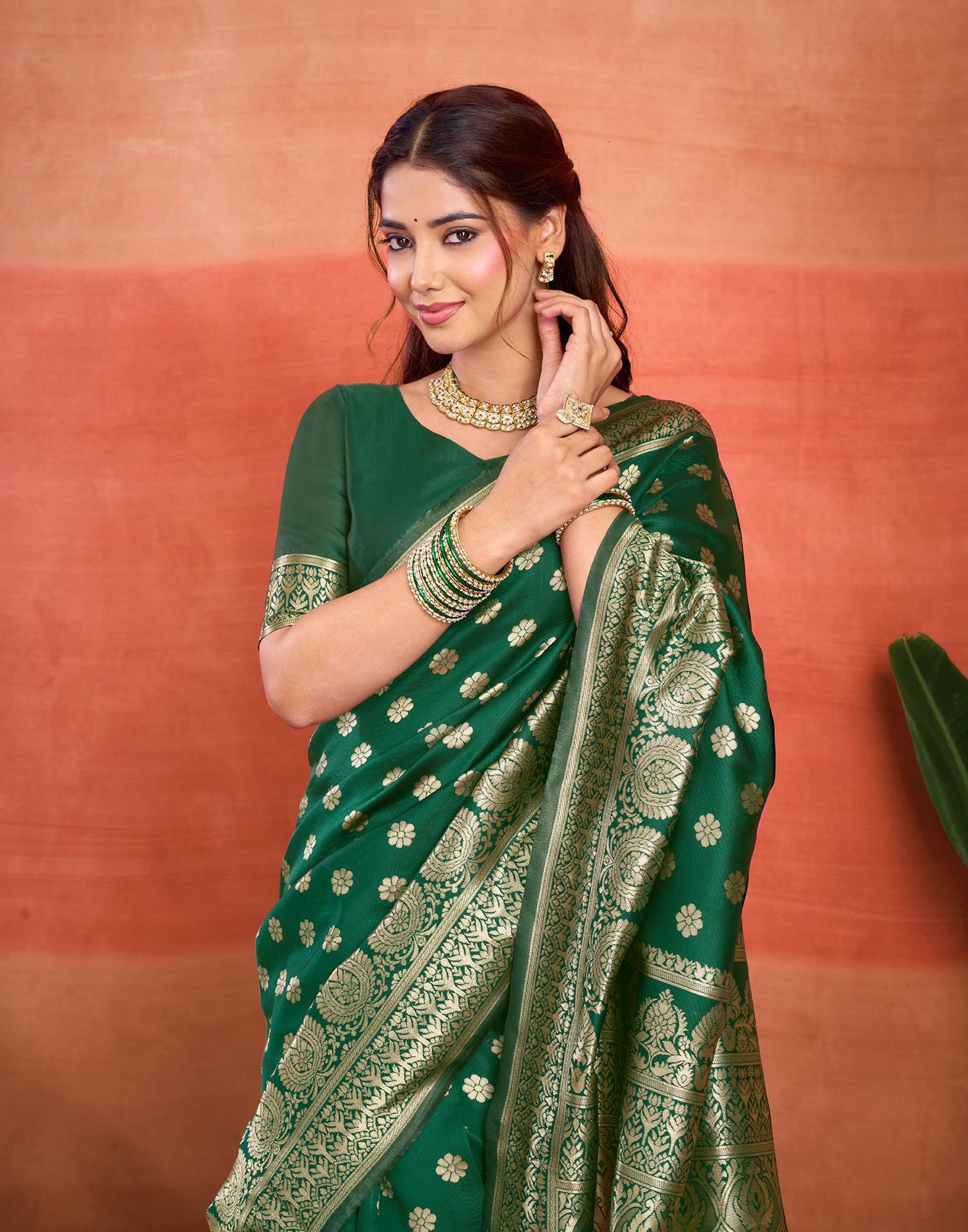 Green Silk Woven Banarasi Saree