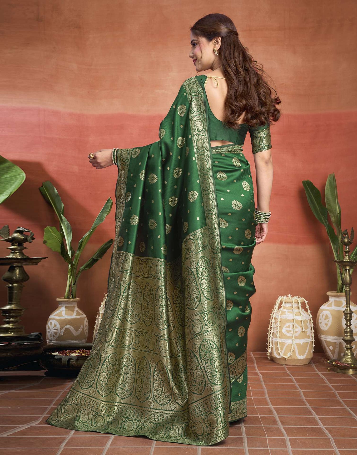 Green Silk Woven Banarasi Saree