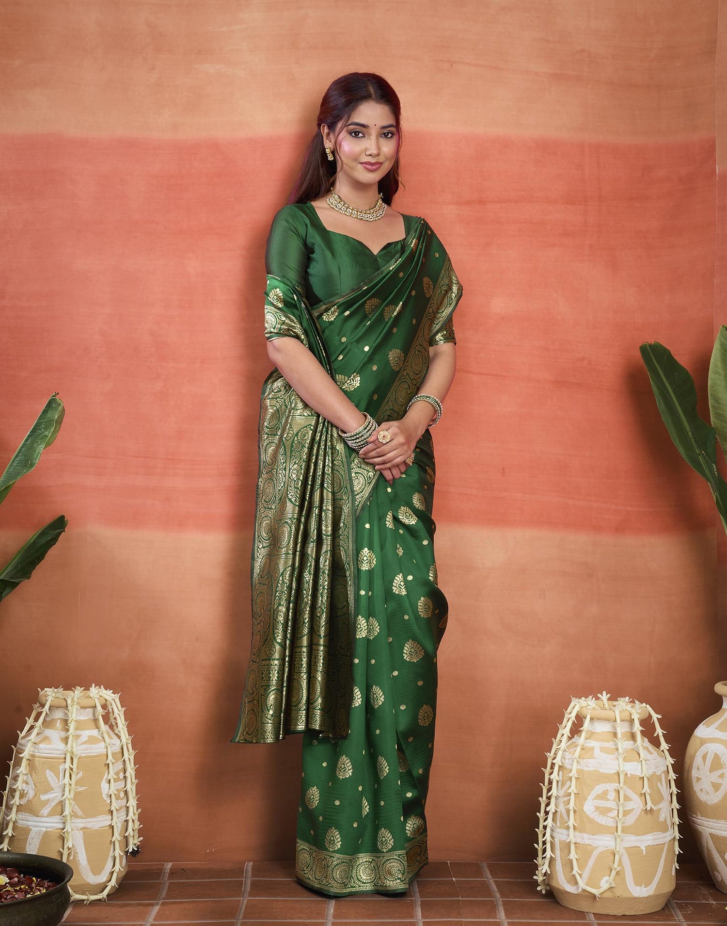 Green Silk Woven Banarasi Saree