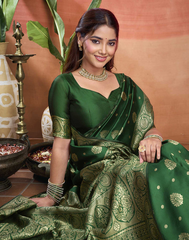 Green Silk Woven Banarasi Saree