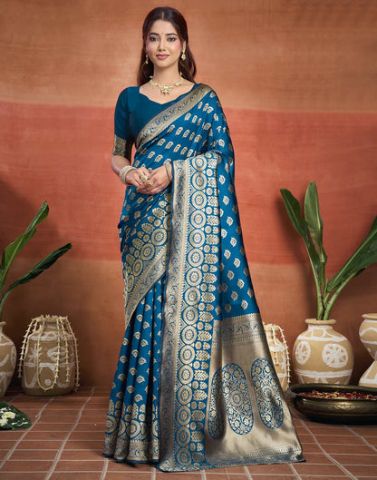 Blue Silk Woven Banarasi Saree
