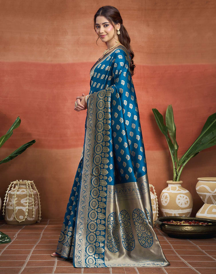 Blue Silk Woven Banarasi Saree