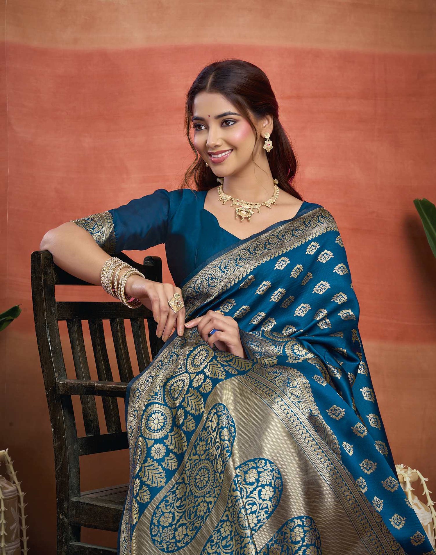 Blue Silk Woven Banarasi Saree