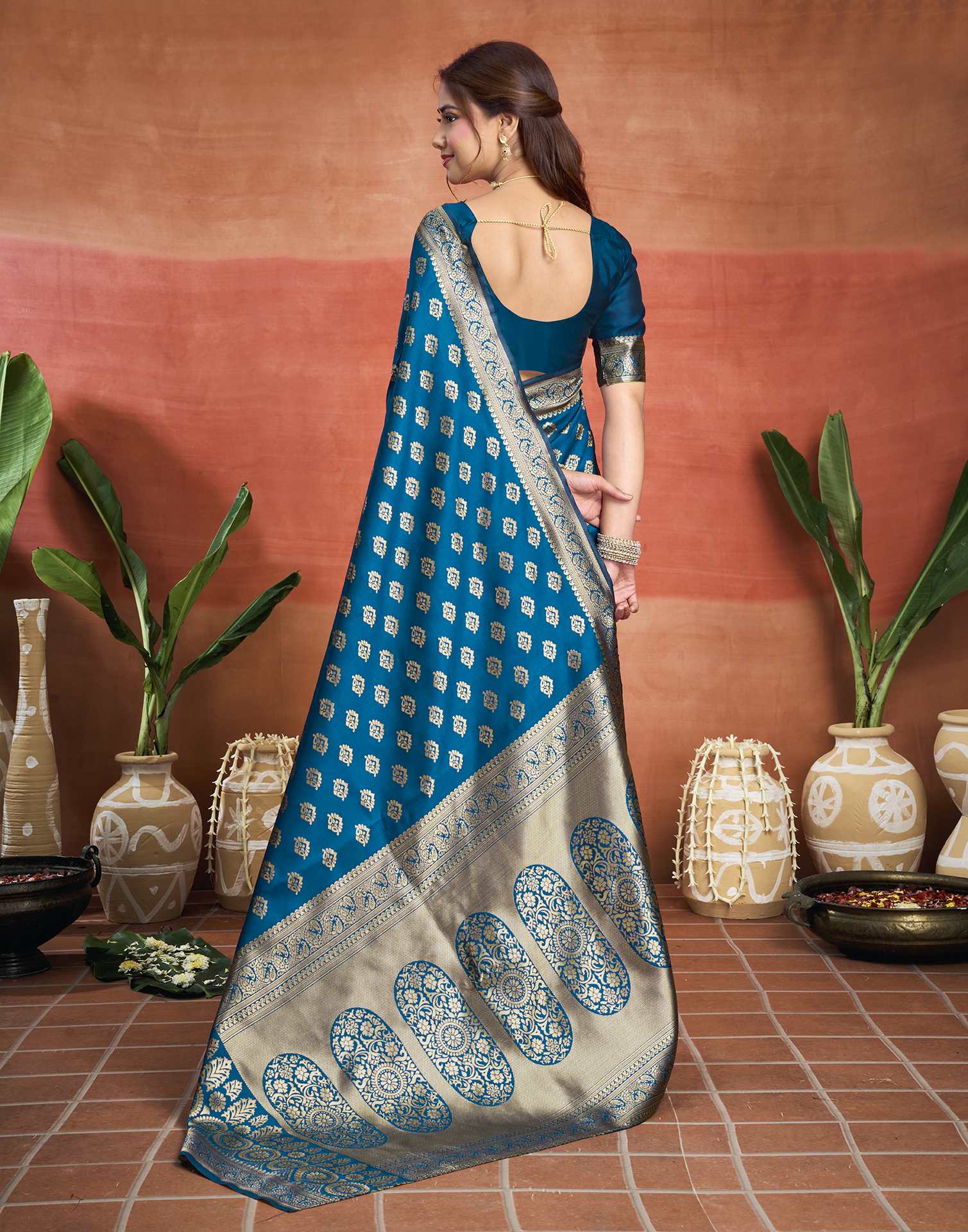 Blue Silk Woven Banarasi Saree