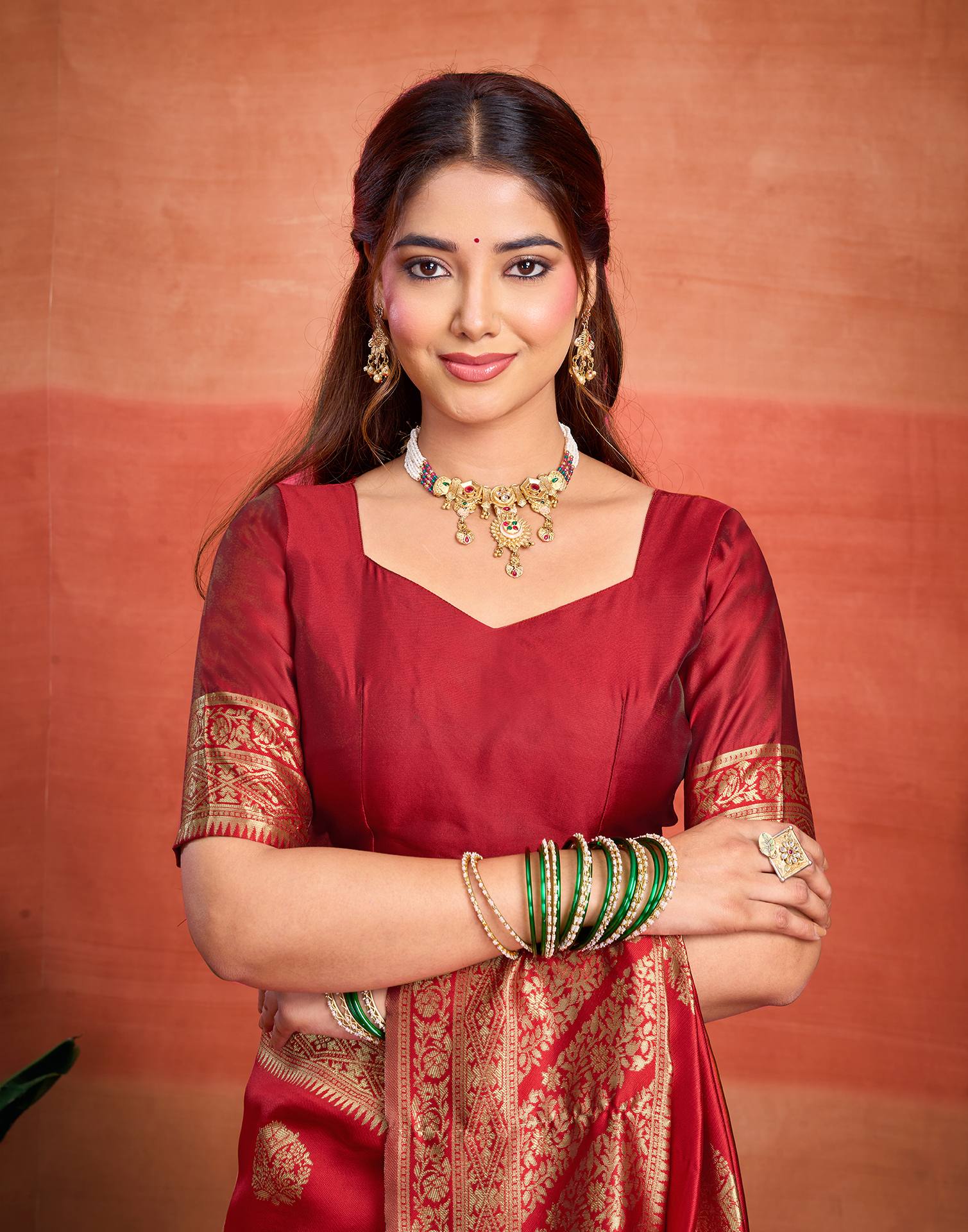 Red Silk Woven Banarasi Saree