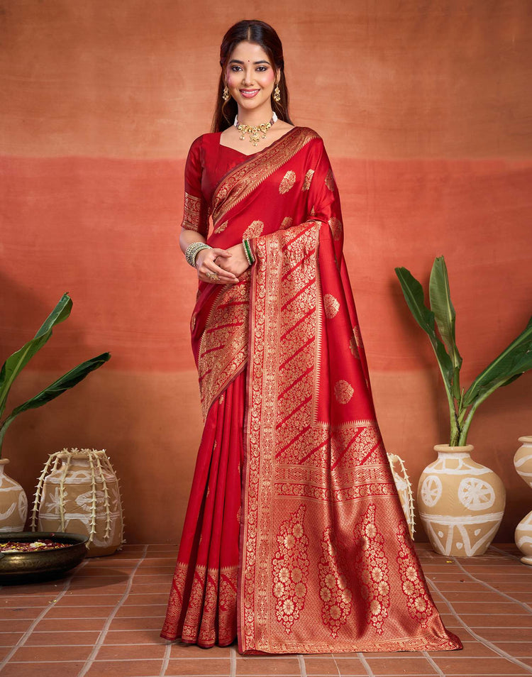 Red Silk Woven Banarasi Saree