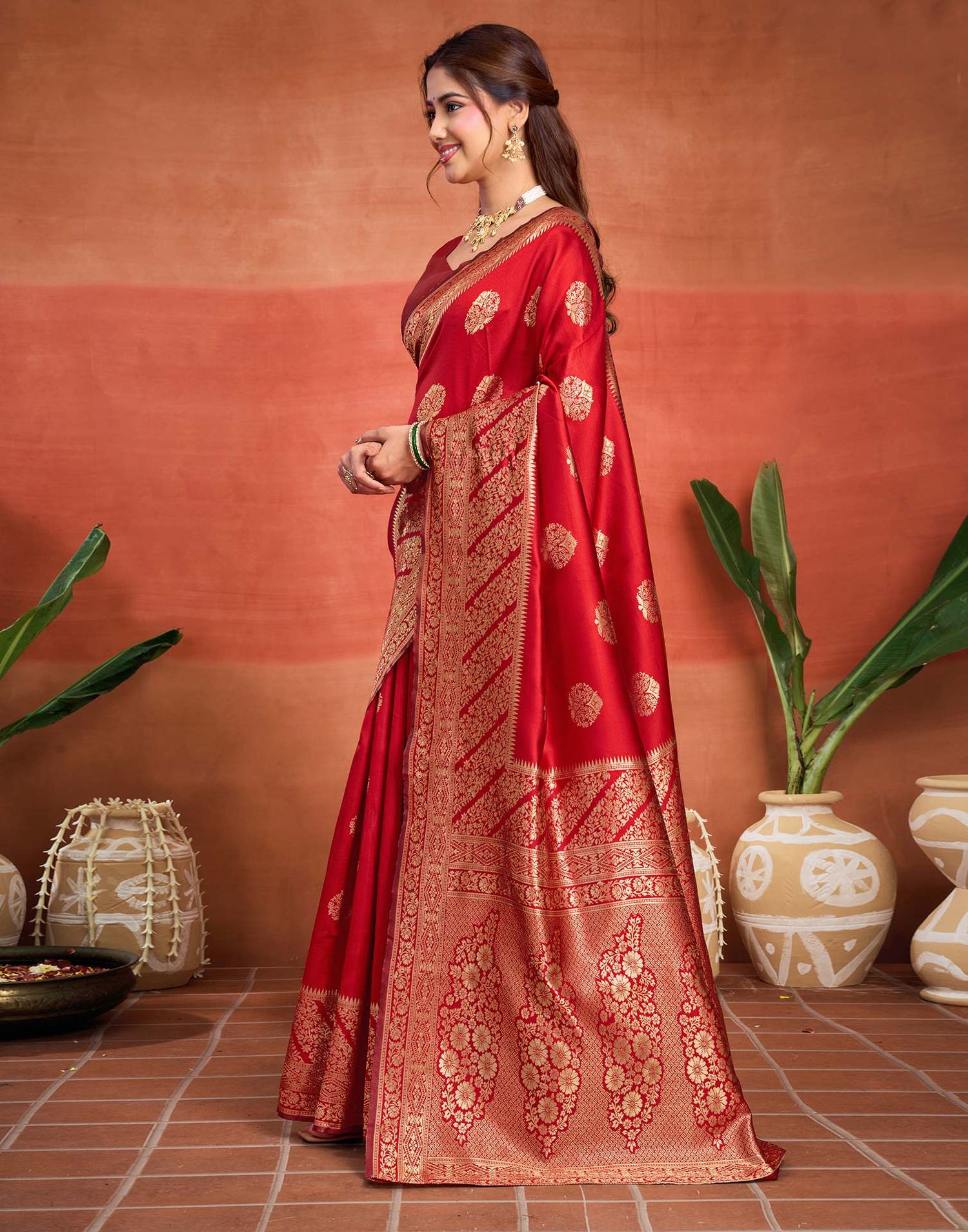 Red Silk Woven Banarasi Saree
