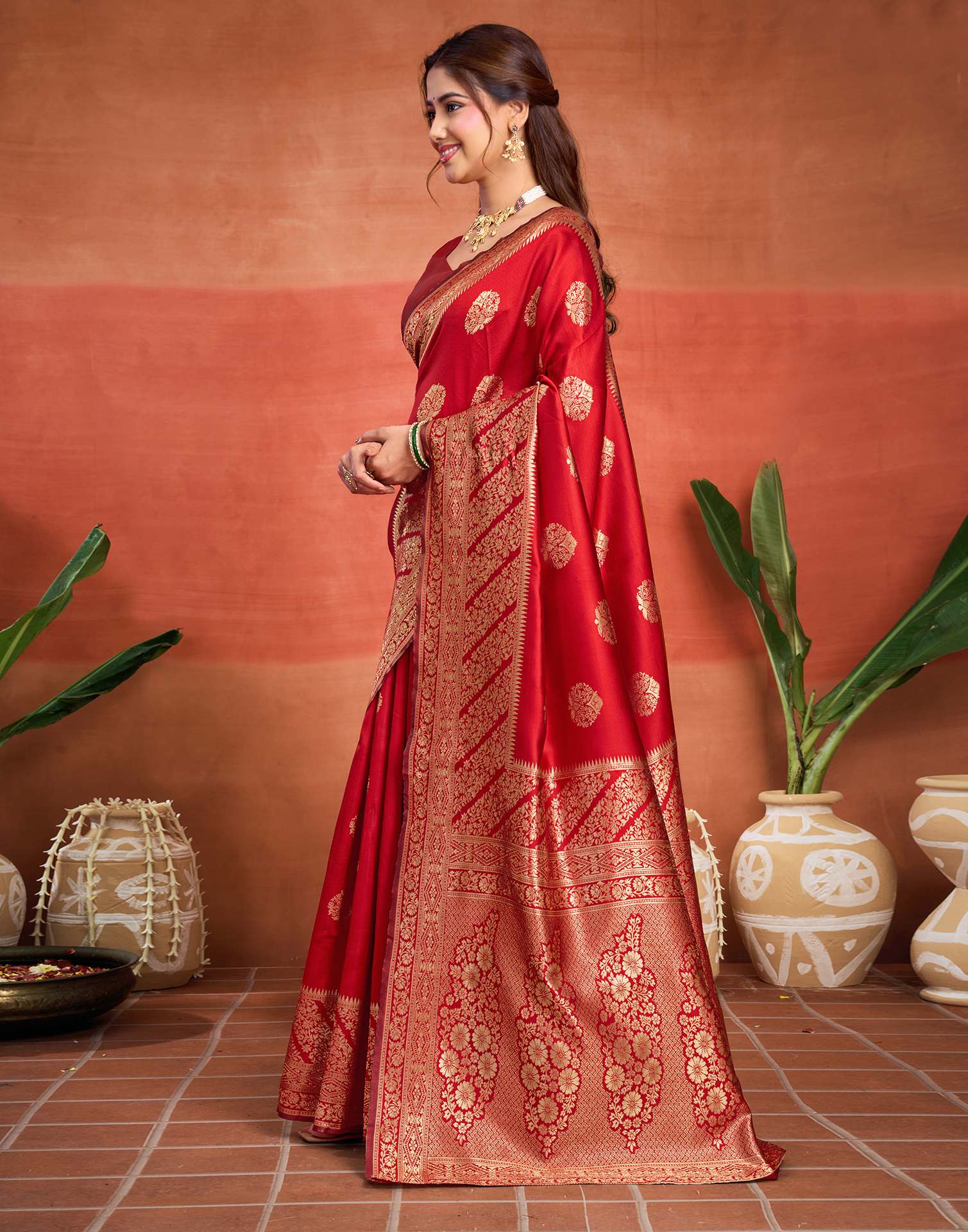 Red Silk Woven Banarasi Saree