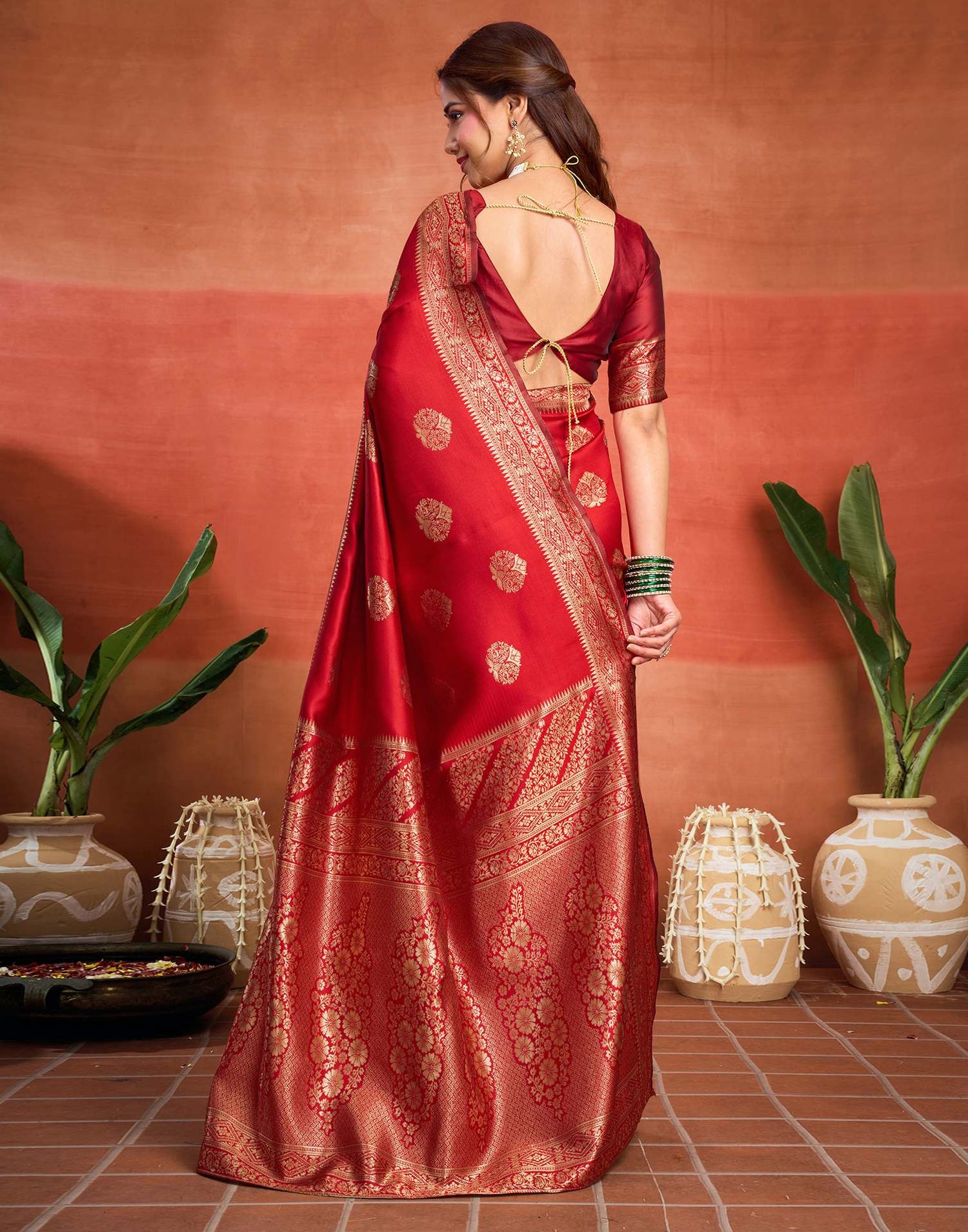 Red Silk Woven Banarasi Saree