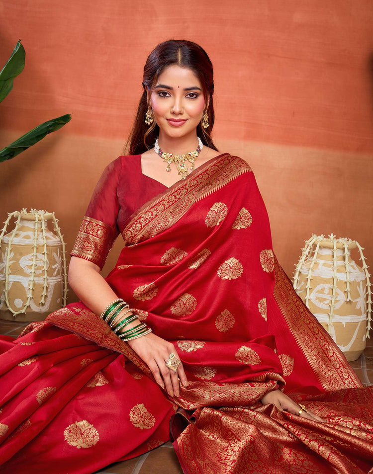 Red Silk Woven Banarasi Saree