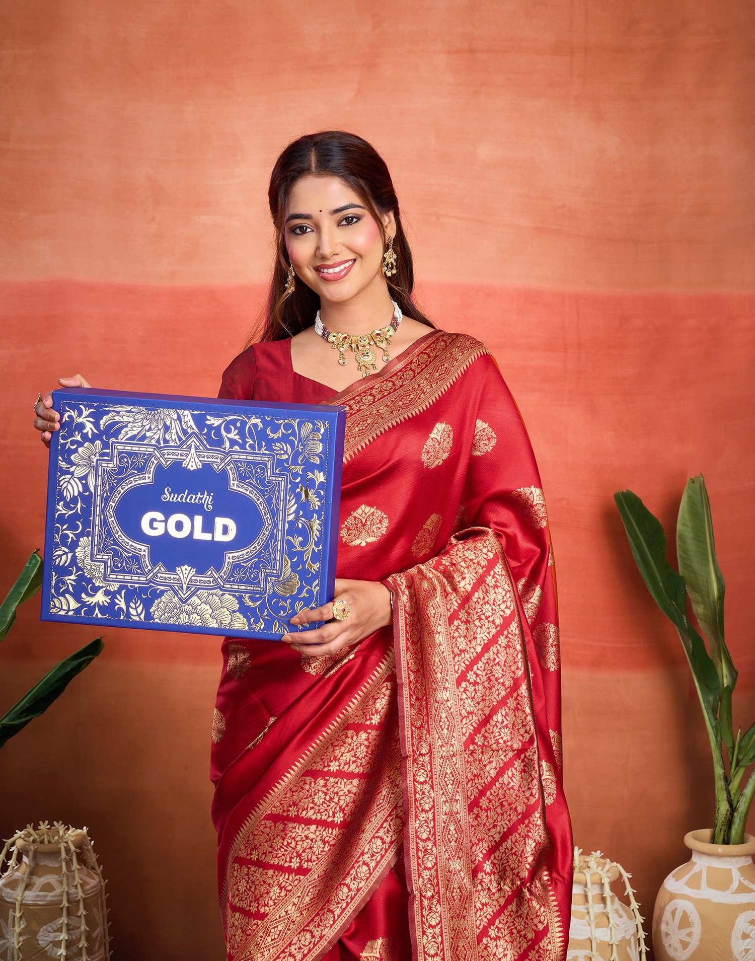 Red Silk Woven Banarasi Saree