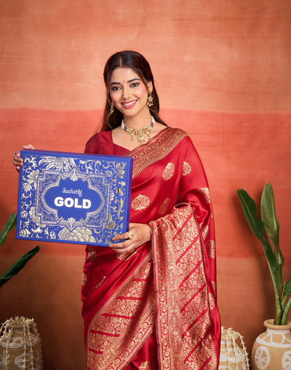 Red Silk Woven Banarasi Saree