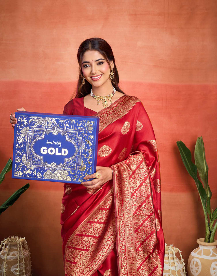 Red Silk Woven Banarasi Saree