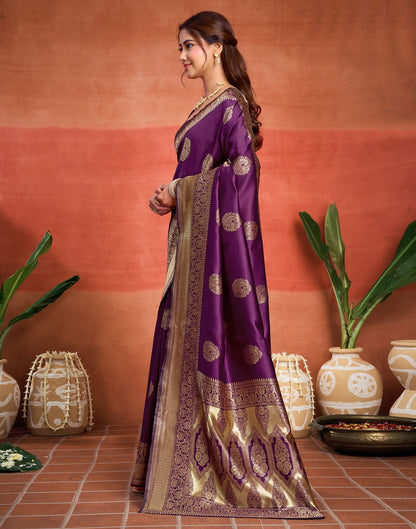 Purple Silk Woven Banarasi Saree
