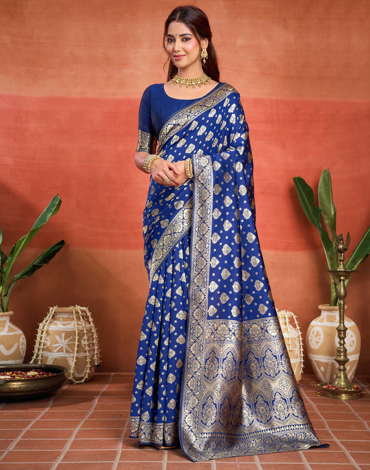 Blue Silk Woven Banarasi Saree