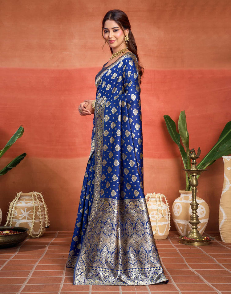Blue Silk Woven Banarasi Saree