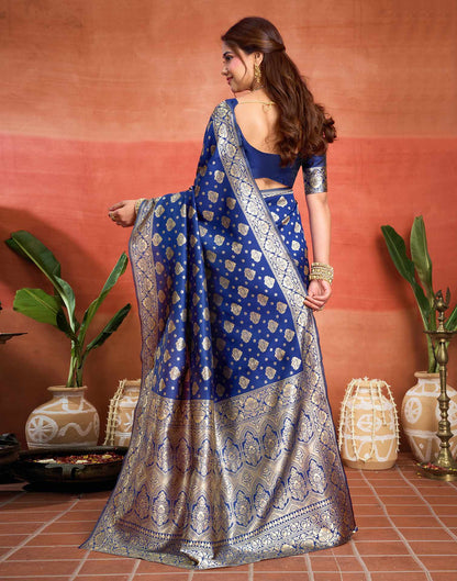 Blue Silk Woven Banarasi Saree