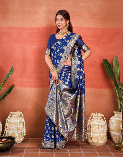 Blue Silk Woven Banarasi Saree